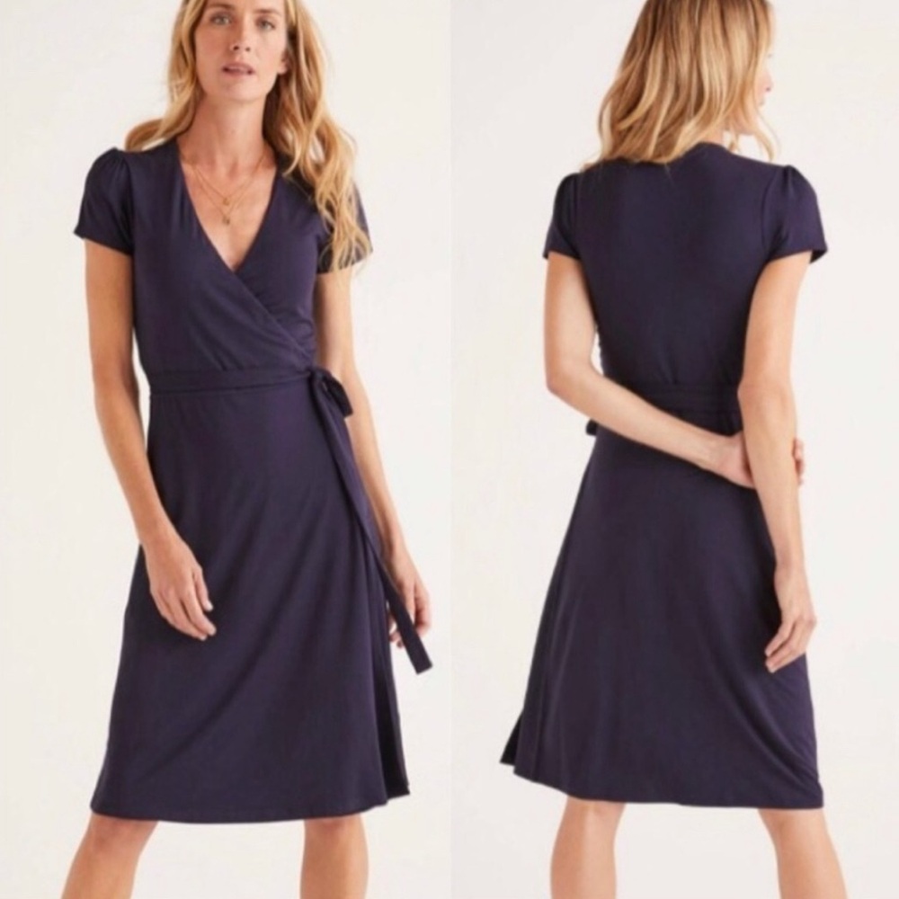Boden Navy Wrap Midi Dress